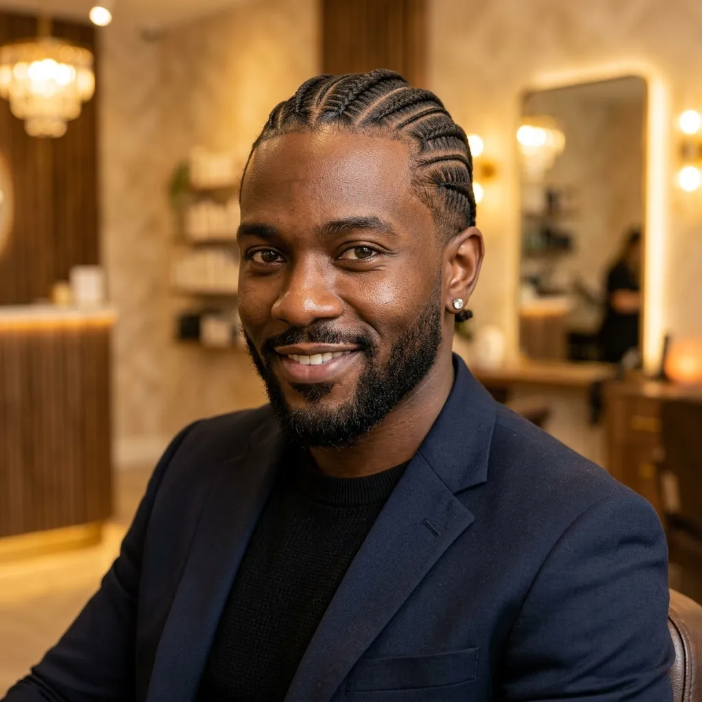 Men's grooming, cornrows, stitch braids and beard care at SS BRAIDS GH (ssbraidsgh) Accra
